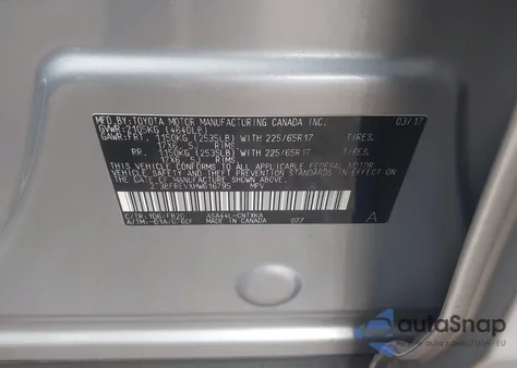 2017 Toyota Rav4 Le из США, поврежденный, VIN 2T3BFREVXHW616795